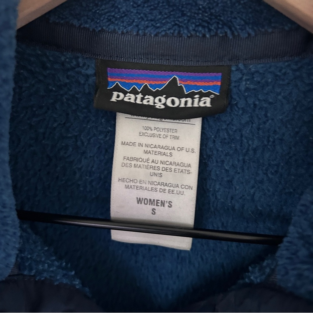 Patagonia Womens Small Re-Tool Snap T Fleece Blue Pullover Polartec Jacket - Picture 4 of 6
